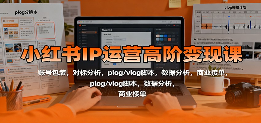 图片[1]-小红书IP运营高阶变现课：账号包装，对标分析，plog/vlog脚本，数据分析，商业接单-咖脉互联