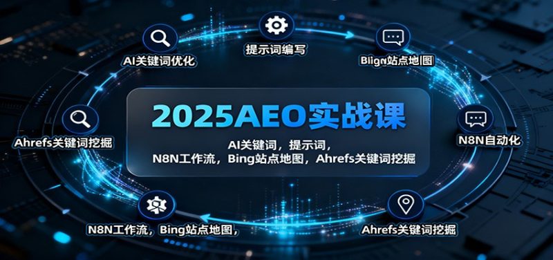 2025AEO实战课:AI关键词,提示词,N8N工作流,Bing站点地图,Ahrefs关键词挖掘-咖脉互联