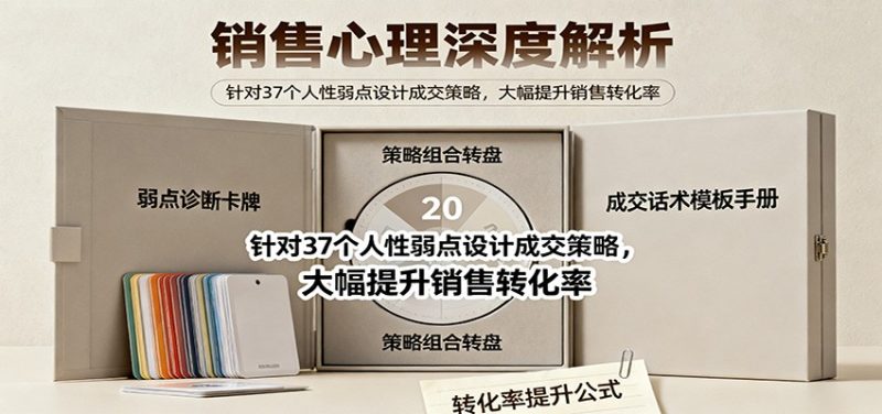 销售心理深度解析:针对37个人性弱点设计成交策略,大幅提升销售转化率!-咖脉互联
