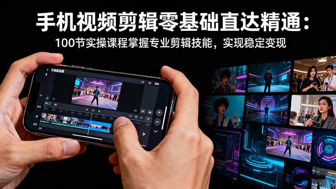 手机视频剪辑零基础直达精通:100节实操课程掌握专业剪辑技能,实现稳…-咖脉互联