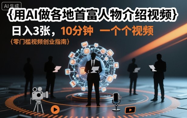 用AI做各地首富人物介绍视频,日入3张,10分钟一个视频-咖脉互联