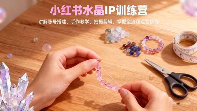 小红书水晶IP训练营,讲解账号搭建、手作教学、拍摄剪辑,全流程运营技能-咖脉互联