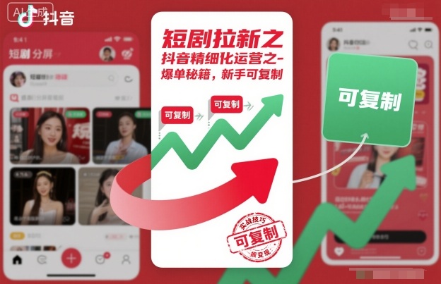 短剧拉新之抖音精细化运营之爆单秘籍,新手可复制-咖脉互联
