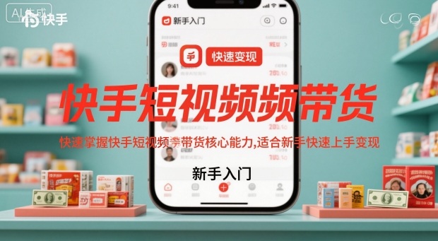 快手短视频带货,快速掌握快手短视频带货核心能力,适合新手快速上手变现-咖脉互联