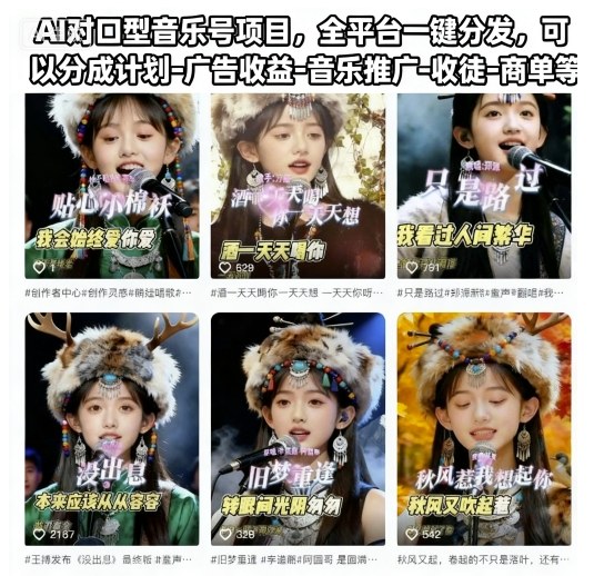 AI对口型音乐号项目,全平台一键分发,可以分成计划-广告收益-音乐推广-收徒-商单等-咖脉互联