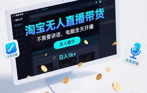 淘宝无人直播带货,不需要出镜,不需要讲话,电脑全天开播,轻松上手,日入1k+【揭秘】-咖脉互联