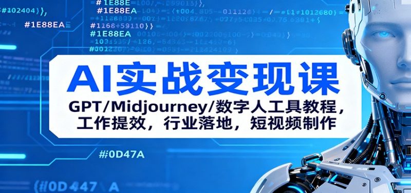 AI实战变现课:GPT/Midjourney/数字人工具教程,工作提效,行业落地,短视频制作-咖脉互联