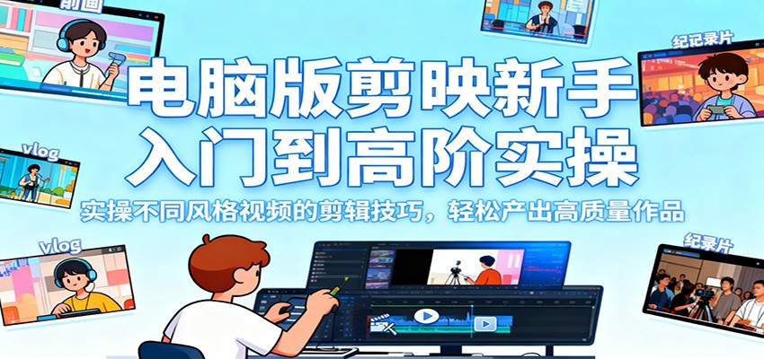 图片[1]-电脑版剪映新手入门到高阶实操，实操不同风格视频的剪辑技巧，轻松产出高质量作品-咖脉互联