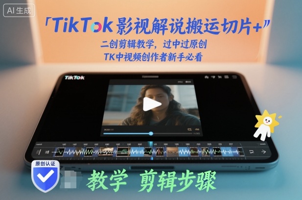 TikTok影视解说搬运切片+二创剪辑教学，过中过原创，TK中视频创作者新手必看-咖脉互联