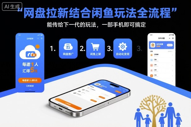 网盘拉新结合闲鱼玩法全流程，能传给下一代的玩法，一部手机即可搞定(附入口渠道以及实操教程)-咖脉互联