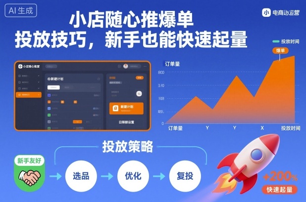 小店随心推爆单投放技巧，新手也能快速起量-咖脉互联