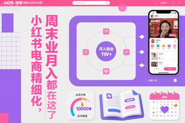 小红书电商精细化运营全流程，周末副业月入1W+，全套方法都在这了-咖脉互联