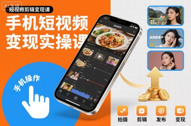 手机短视频变现实操课，短视频剪辑变现课-咖脉互联