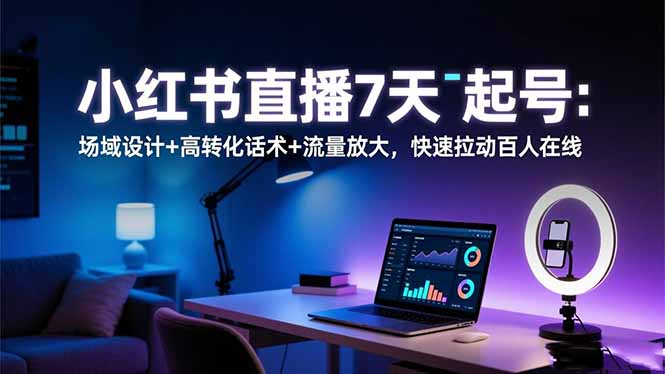 小红书直播7天起号：场域设计+高转化话术+流量放大，快速拉动百人在线-咖脉互联