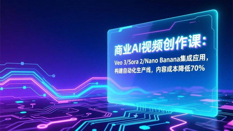 商业AI视频创作课：Veo 3/Sora 2/Nano Banana集成应用，构建自动化生产线，内容成本降低70%-咖脉互联