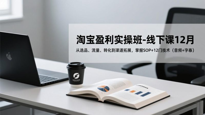 淘宝盈利实操班-线下课12月，从选品、流量、转化到渠道拓展，掌握SOP+12门技术(音频+字幕-咖脉互联