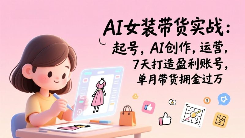 AI女装带货实战：起号，AI创作，运营，7天打造盈利账号，单月带货佣金过万-咖脉互联