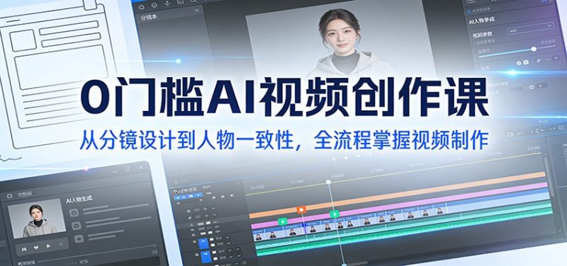 0门槛AI视频创作课：从分镜设计到人物一致性，全流程掌握视频制作-咖脉互联