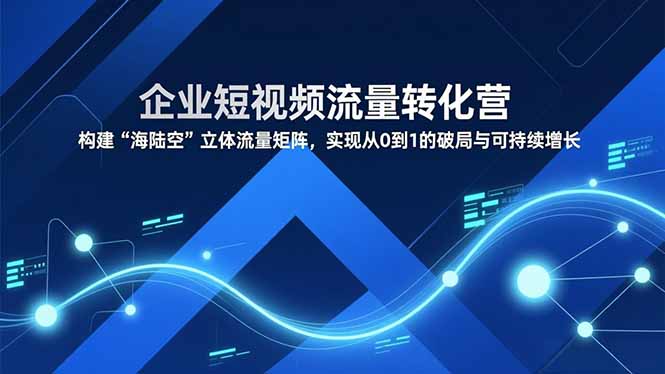 企业短视频流量转化营，构建“海陆空”立体流量矩阵，实现从0到1的破局与可持续增长-咖脉互联