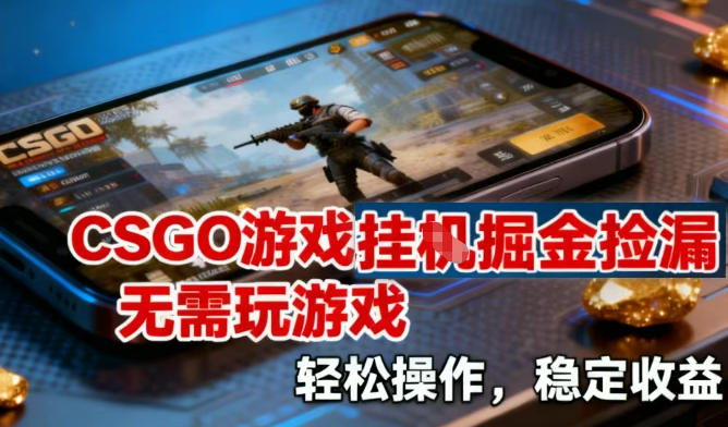 CSGO游戏挂G掘金捡漏，不需要玩游戏，操作简单，收益稳定【揭秘】-咖脉互联