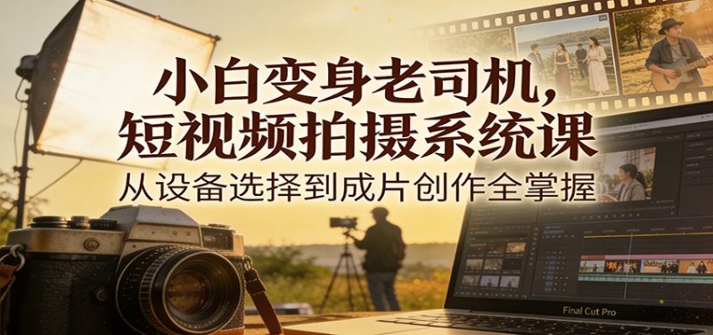 小白变身老司机,短视频拍摄系统课,从设备选择到成片创作全掌握-咖脉互联