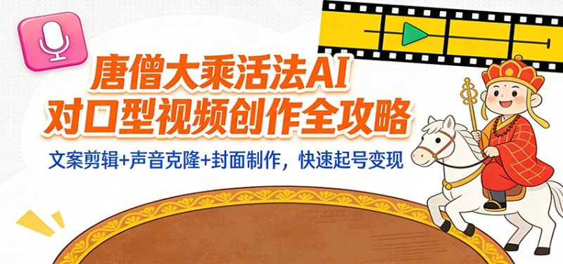 “大乘活法”AI对口型视频创作全攻略：文案剪辑+声音克隆+封面制作，快速起号变现-咖脉互联