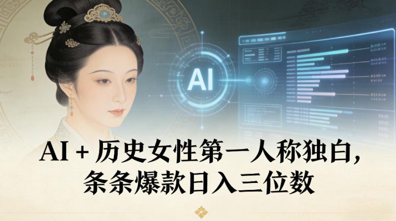 AI+历史女性第一人称独白，条条爆款日入三位数-咖脉互联