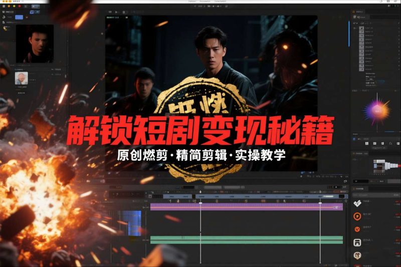 短剧拉新之原创燃剪精简剪辑实操课,解锁短剧变现秘籍-咖脉互联