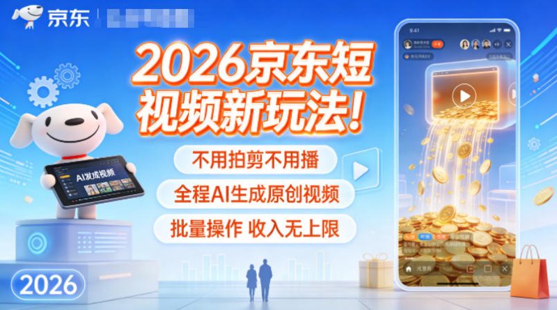 2026京东短视频新玩法！不用拍剪不用播，全程AI生成原创视频，批量操作收入无上限-咖脉互联