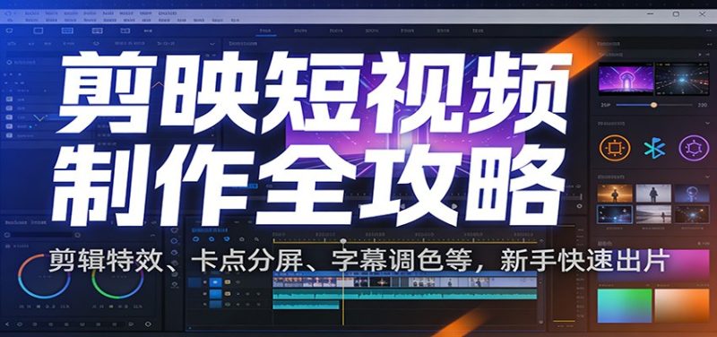 剪映短视频制作全攻略：剪辑特效、卡点分屏、字幕调色等，新手快速出片-咖脉互联