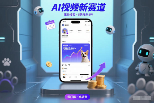 AI视频新赛道,宠物播客仅注册5天涨粉2W,收益非常可观-咖脉互联