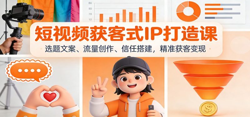 短视频获客式IP打造课:选题文案、流量创作、信任搭建,精准获客变现-咖脉互联