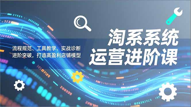 淘系系统运营进阶课2.0，流程规范、工具教学、实战诊断，进阶突破，打造高盈利店铺模型-咖脉互联