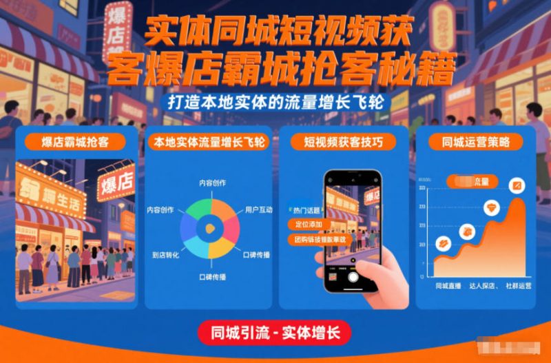 实体同城短视频获客爆店霸城抢客秘籍,打造本地实体的流量增长飞轮-咖脉互联