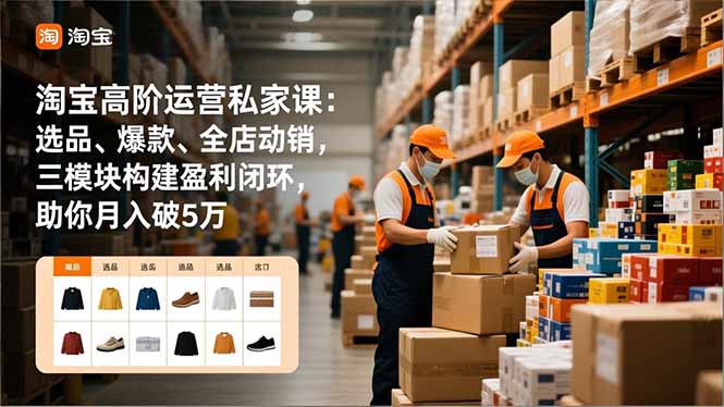 淘宝高阶运营私家课：选品、爆款、全店动销，三模块构建盈利闭环，助你月入破5万(更新12月-咖脉互联