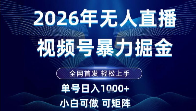 2026最新视频号无人直播掘金，全网首发，小白可以玩，长期稳定日入1k+【揭秘】-咖脉互联
