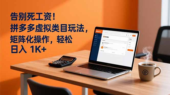 告别死工资！拼多多虚拟类目玩法，矩阵化操作，轻松日入 1K+-咖脉互联
