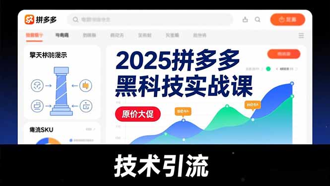 2025拼多多黑科技实战课,擎天柱玩法、爆流SKU、原价大促,技术引流,单店日销轻松破千单-咖脉互联