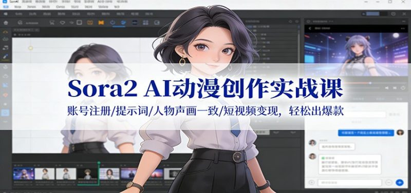 Sora2 AI动漫创作实战课:账号注册/提示词/人物声画一致/短视频变现,轻松出爆款-咖脉互联