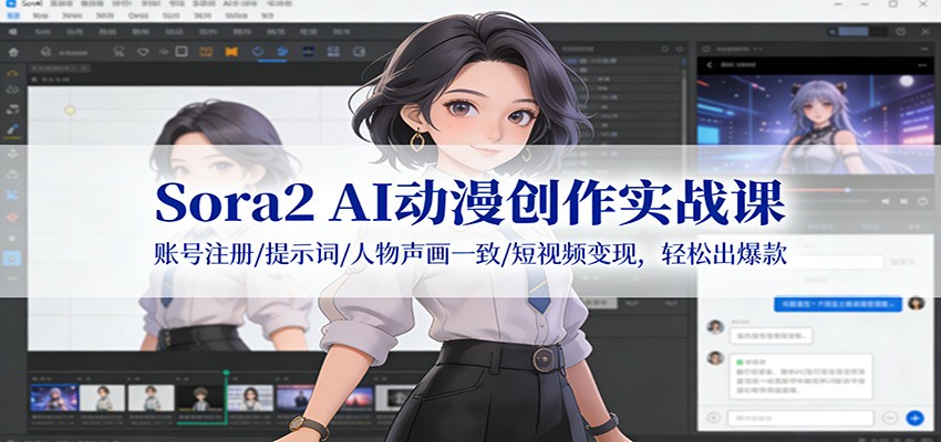 图片[1]-Sora2 AI动漫创作实战课：账号注册/提示词/人物声画一致/短视频变现，轻松出爆款-咖脉互联