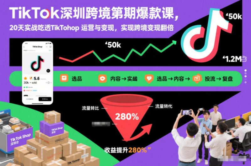 TikTok深圳跨境第2期爆款课，20天实战吃透TikTok Shop运营与变现，实现跨境变现翻倍-咖脉互联