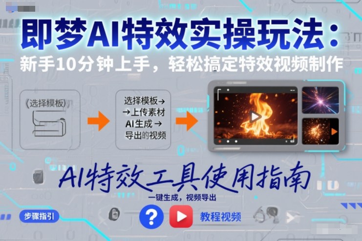 即梦AI特效实操玩法：新手10分钟上手，轻松搞定特效视频制作-咖脉互联