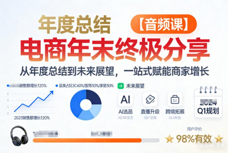电商年未终极分享，从年度总结到未来展望，一站式赋能商家增长【音频课】-咖脉互联