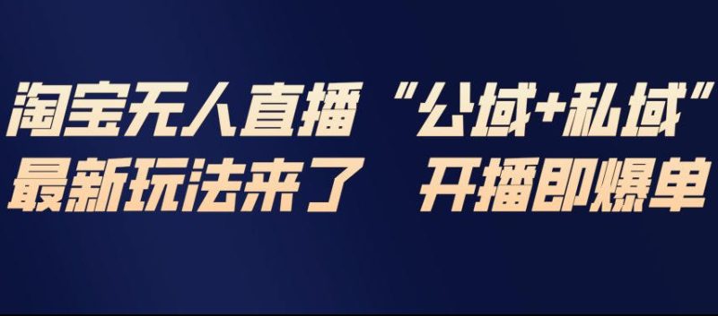 淘宝无人直播完整教程,公试+私域,最新玩法来了,开播即爆单-咖脉互联