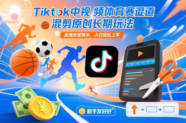 Tiktok中视频体育赛道混剪原创长期玩法,靠播放量賺米,小白轻松上手-咖脉互联