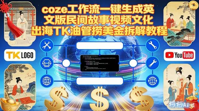 Coze扣子工作流一键生成英文版民间故事视频，文化出海TK油管捞美金拆解教程-咖脉互联