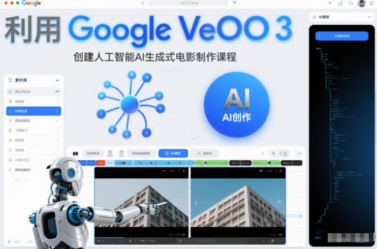 利l用Google Veo 3创建人工智能AI生成式电影制作课程,使用人工智能的力量创建令人惊叹的视频-咖脉互联