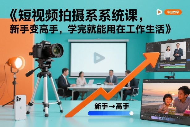 短视频拍摄系统课，新手变高手，学完就能用在工作生活-咖脉互联