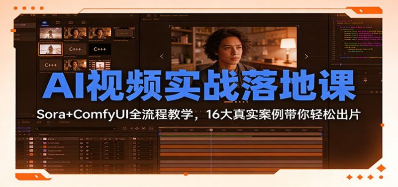 AI视频实战落地课：Sora+ComfyUI全流程教学，16大真实案例带你轻松出片-咖脉互联