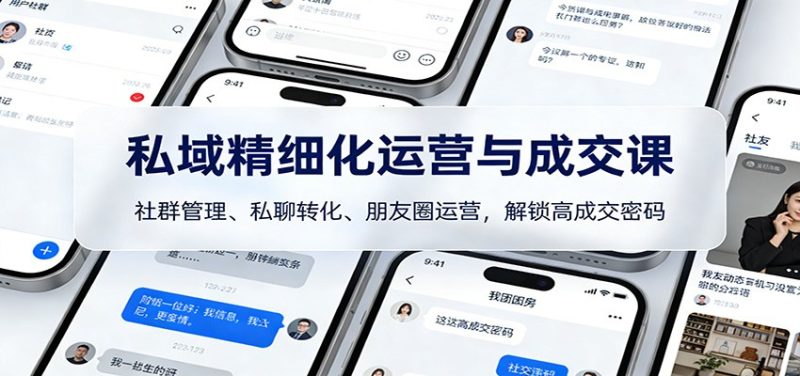 私域精细化运营与成交课：社群管理、私聊转化、朋友圈运营，解锁高成交密码-咖脉互联